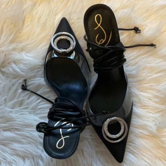 Sam Edelman Adrian Ankle Tie Pointed Toe Embellishment High Heel Pumps Size 9.5 - Picture 7 of 12